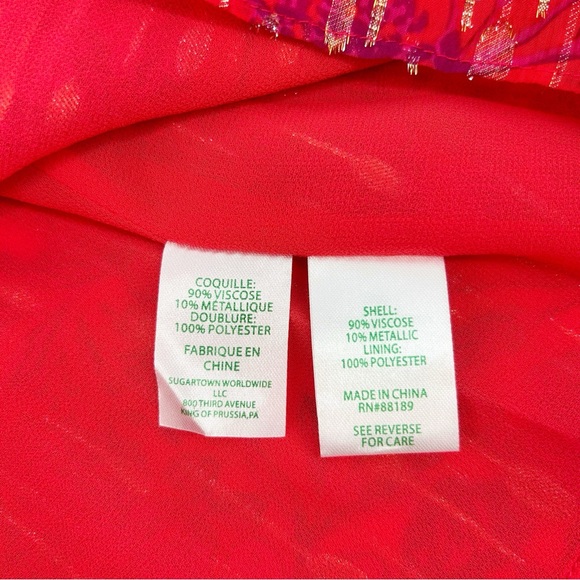 Lilly Pulitzer Alfreda Long Sleeve Top in Amaryllis Red Secret Hideaway Size 16 - Picture 12 of 13